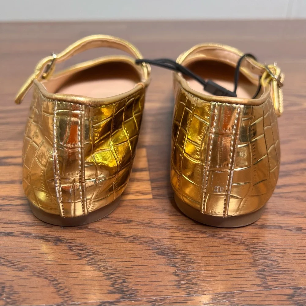 LOFT Gold Metallic Mary Jane Strap Ballet Flats size 7